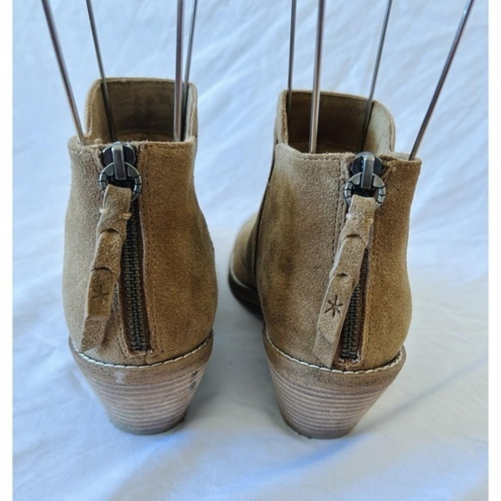 Splendid Suede Ankle Boots Womens Tan Suede Rear Zip Block Heel 9 - Picture 5 of 11